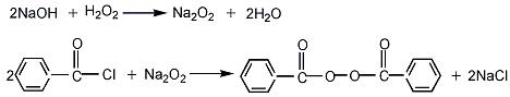 Benzoyl peroxide can be prepared by sodium hydroxide, oxydol and benzoyl chloride